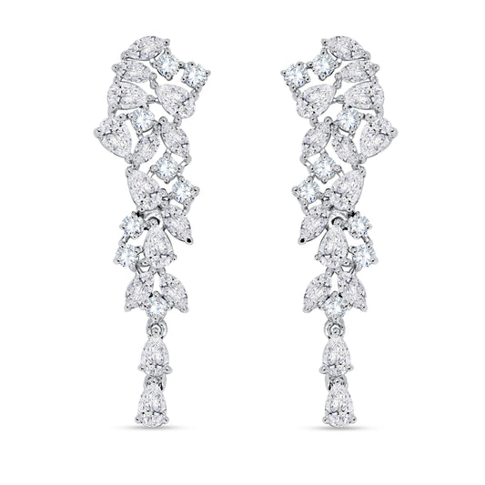 14K White Gold Multi-Shape Diamond Earring, 2.62 CT, fine jewellery by Luster d'Anvers, Antwerp