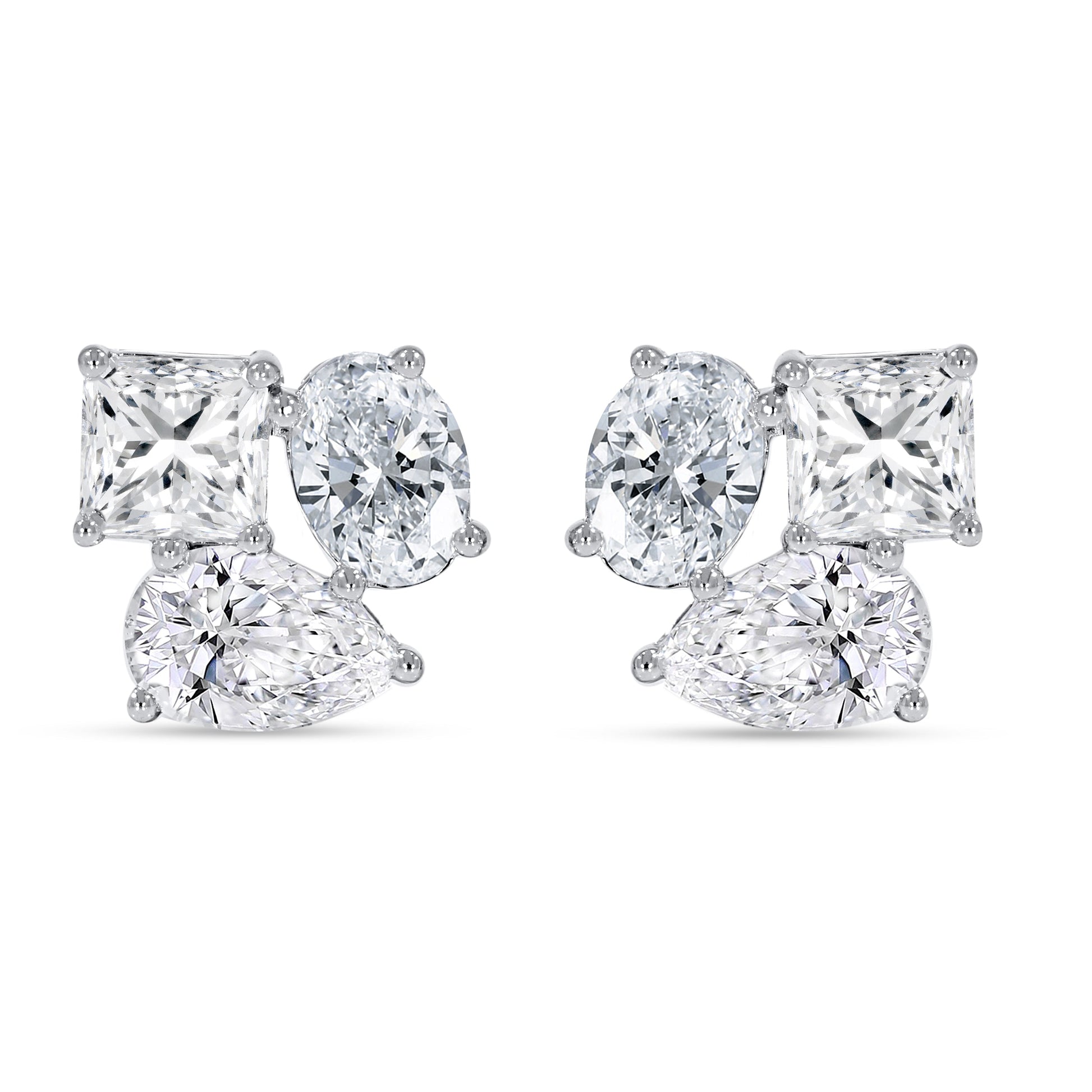 14K White Gold Multi-Shape Diamond Earring, 4.00 CT, fine jewellery by Luster d'Anvers, Antwerp