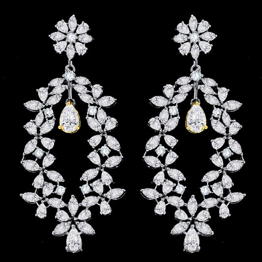 14K White Gold Multi-Shape Diamond Earring, 6.50 CT, fine jewellery by Luster d'Anvers, Antwerp