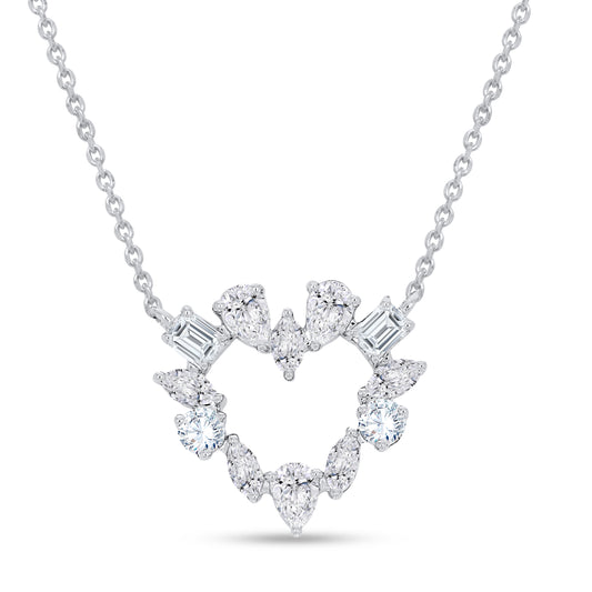 14K White Gold Multi-Shape Diamond Necklace, 0.90 CT, fine jewellery by Luster d'Anvers, Antwerp
