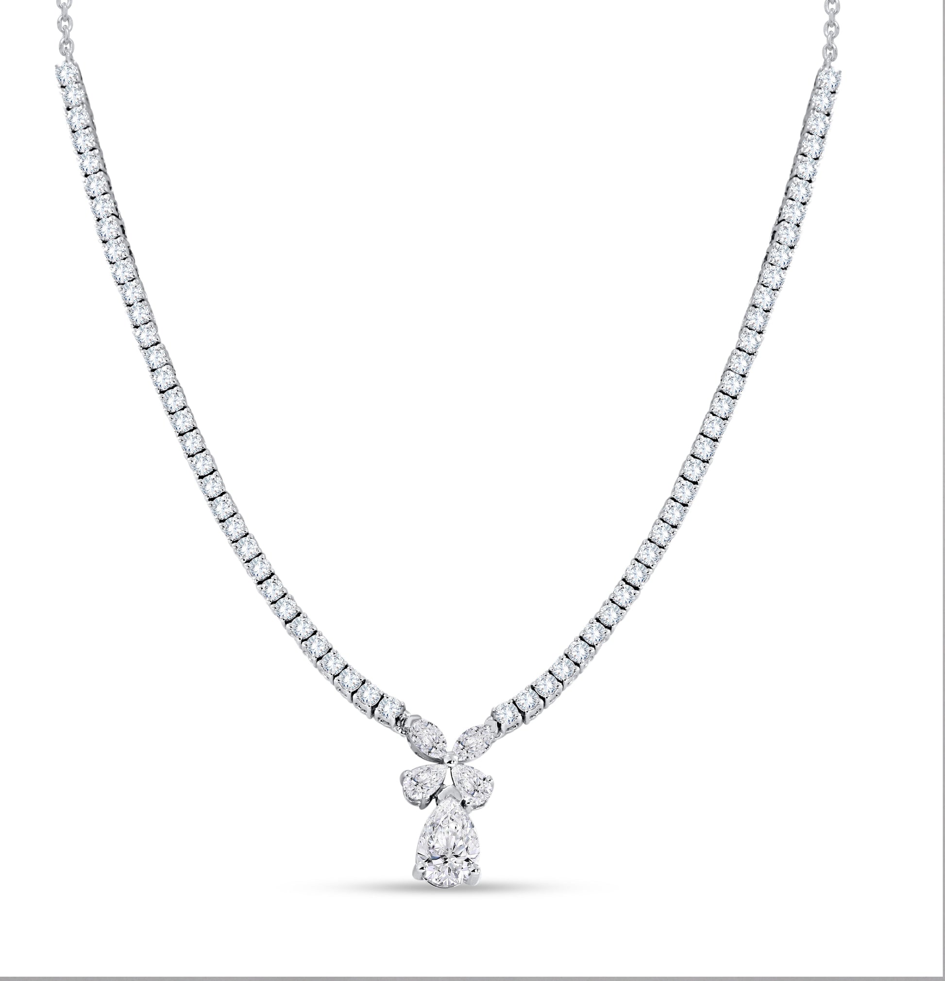 14K White Gold Multi-Shape Diamond Necklace, 2.64 CT, fine jewellery by Luster d'Anvers, Antwerp