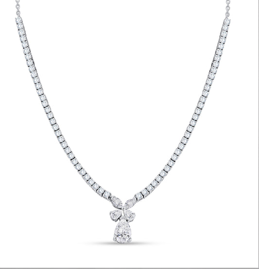 14K White Gold Multi-Shape Diamond Necklace, 2.64 CT, fine jewellery by Luster d'Anvers, Antwerp