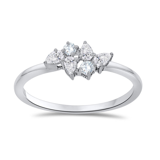 14K White Gold Multi-Shape Diamond Ring, 0.27 CT, fine jewellery by Luster d'Anvers, Antwerp