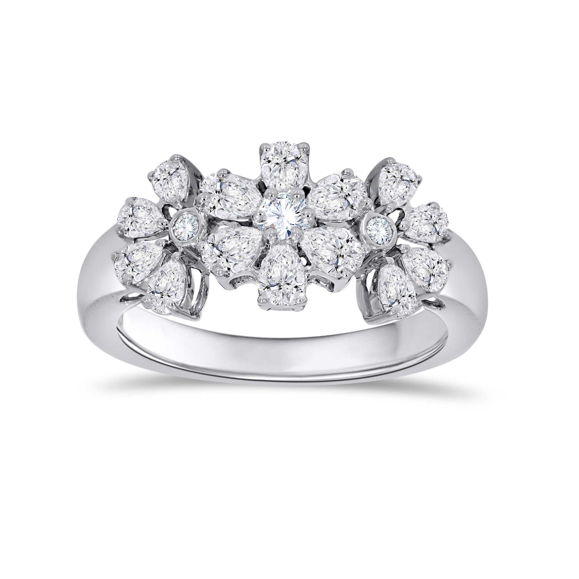 14K White Gold Multi-Shape Diamond Ring, 0.99 CT, fine jewellery by Luster d'Anvers, Antwerp