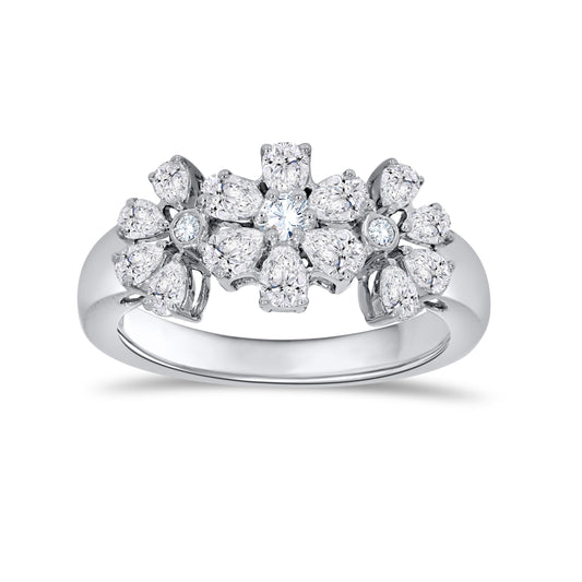 14K White Gold Multi-Shape Diamond Ring, 0.99 CT, fine jewellery by Luster d'Anvers, Antwerp