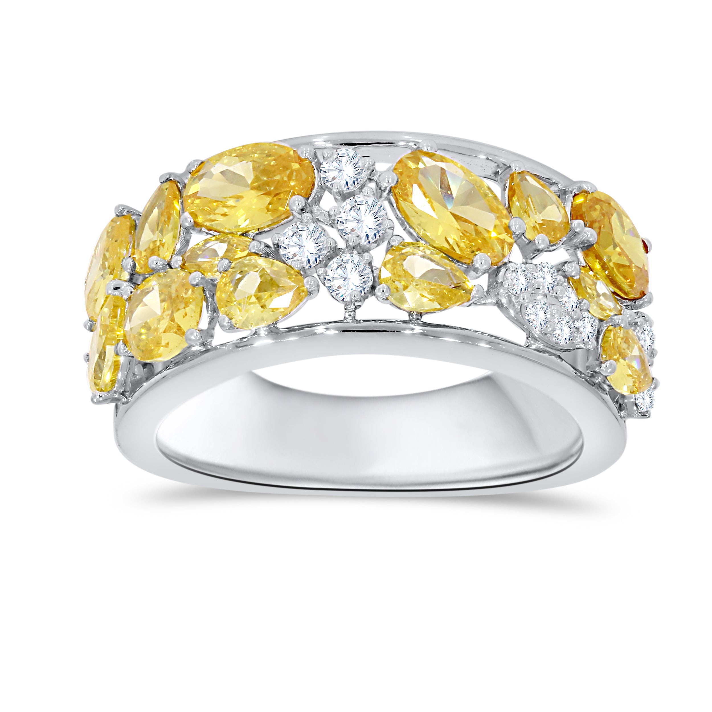 14K White Gold Multi-Shape Diamond Ring, 5.41 CT, fine jewellery by Luster d'Anvers, Antwerp