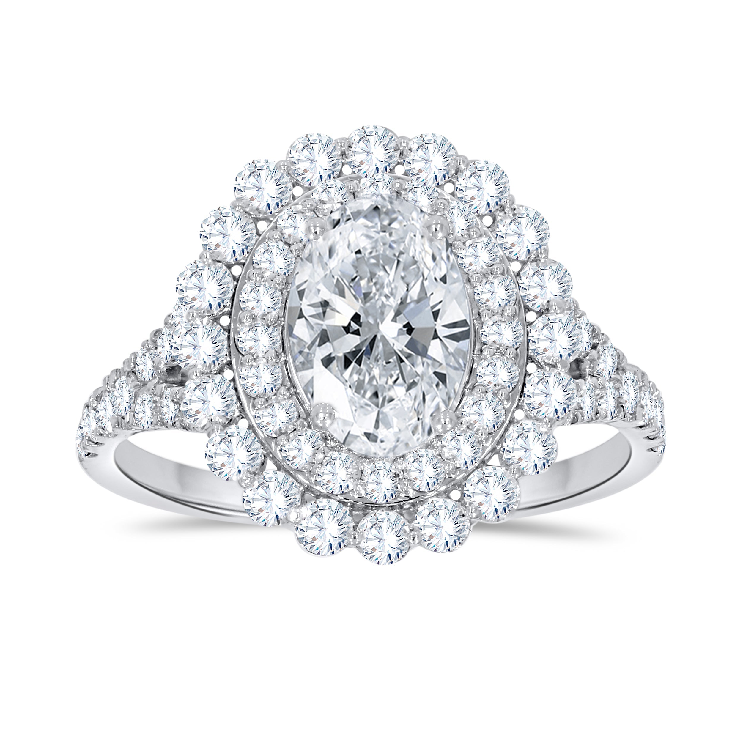 14K White Gold Oval Cut Diamond Ring, 2.22 CT, fine jewellery by Luster d'Anvers, Antwerp