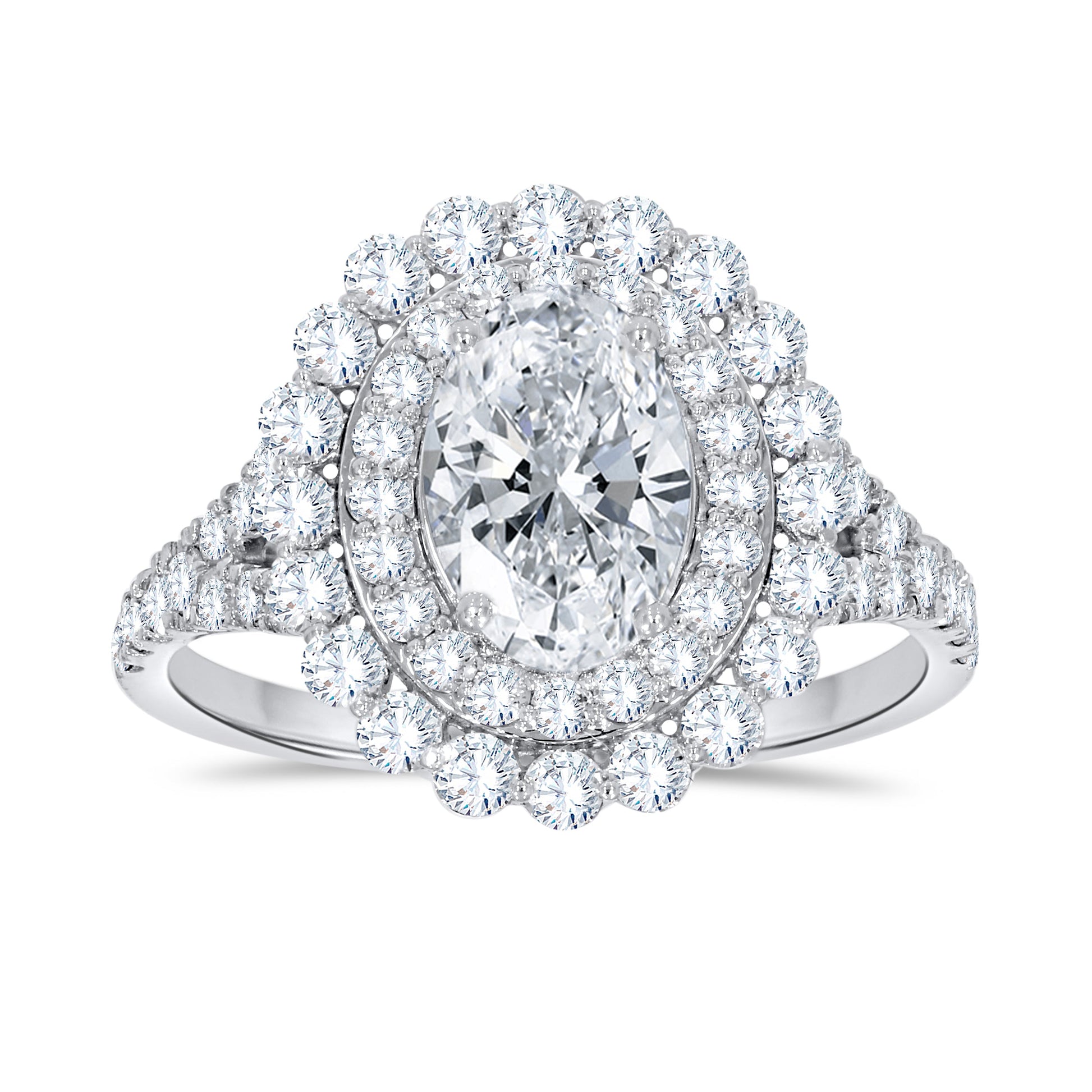 14K White Gold Oval Cut Diamond Ring, 2.22 CT, fine jewellery by Luster d'Anvers, Antwerp