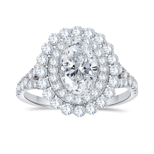 14K White Gold Oval Cut Diamond Ring, 2.22 CT, fine jewellery by Luster d'Anvers, Antwerp