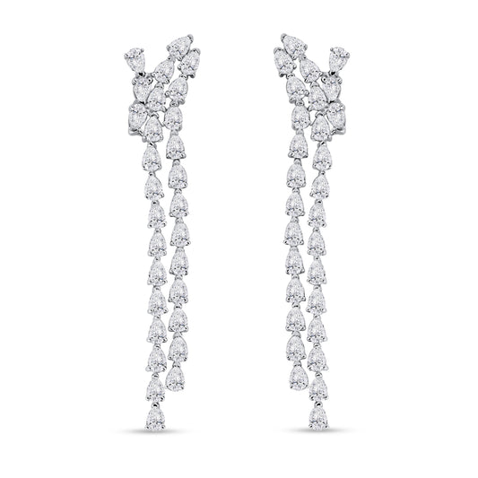 14K White Gold Pear Cut Diamond Earring, 2.75 CT, fine jewellery by Luster d'Anvers, Antwerp