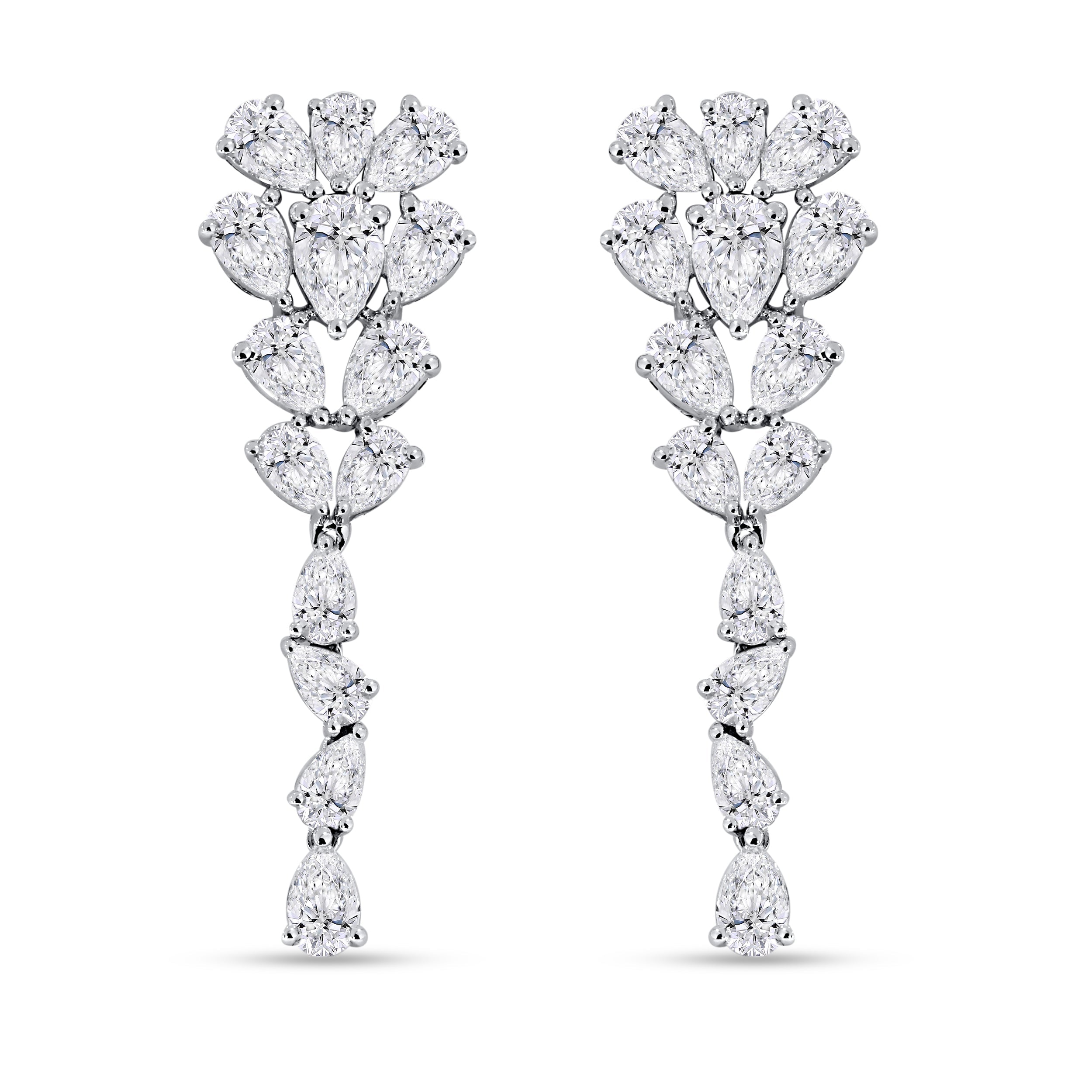 14K White Gold Pear Cut Diamond Earring, 6.70 CT, fine jewellery by Luster d'Anvers, Antwerp