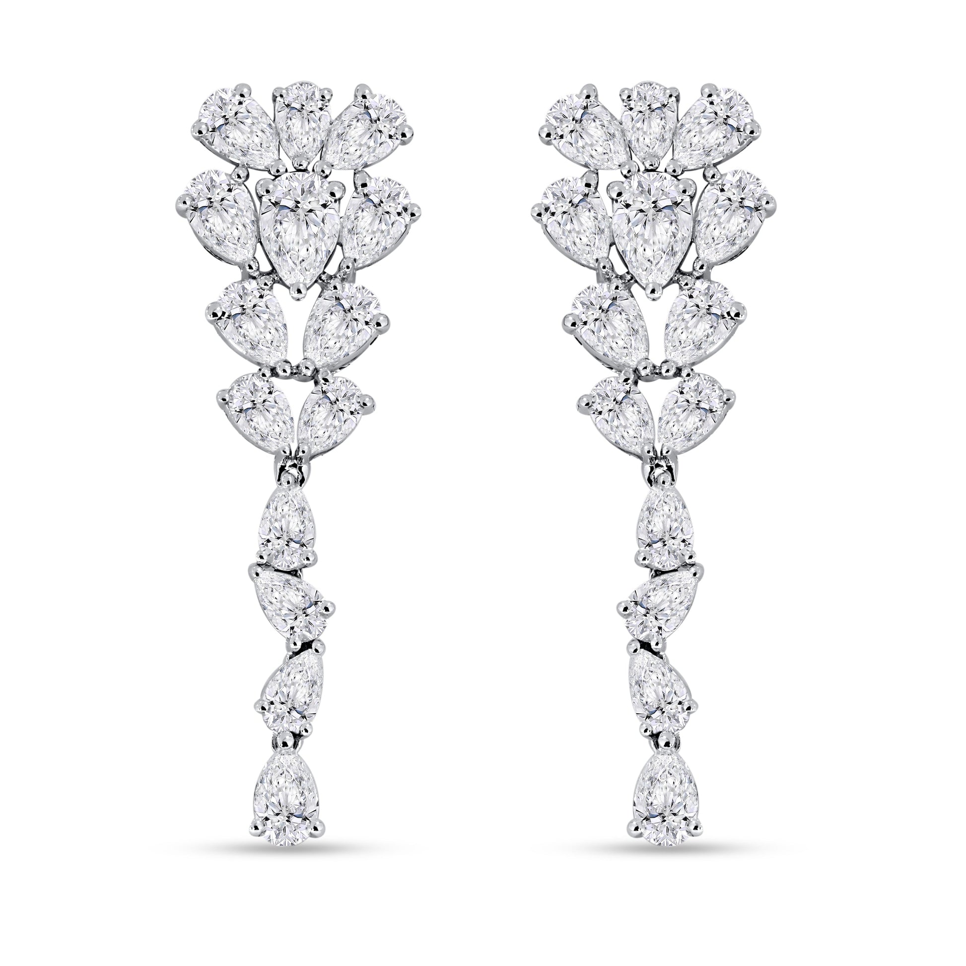 14K White Gold Pear Cut Diamond Earring, 6.70 CT, fine jewellery by Luster d'Anvers, Antwerp