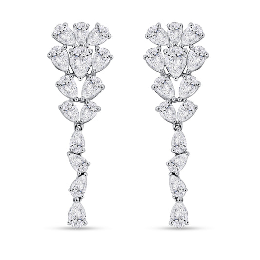 14K White Gold Pear Cut Diamond Earring, 6.70 CT, fine jewellery by Luster d'Anvers, Antwerp