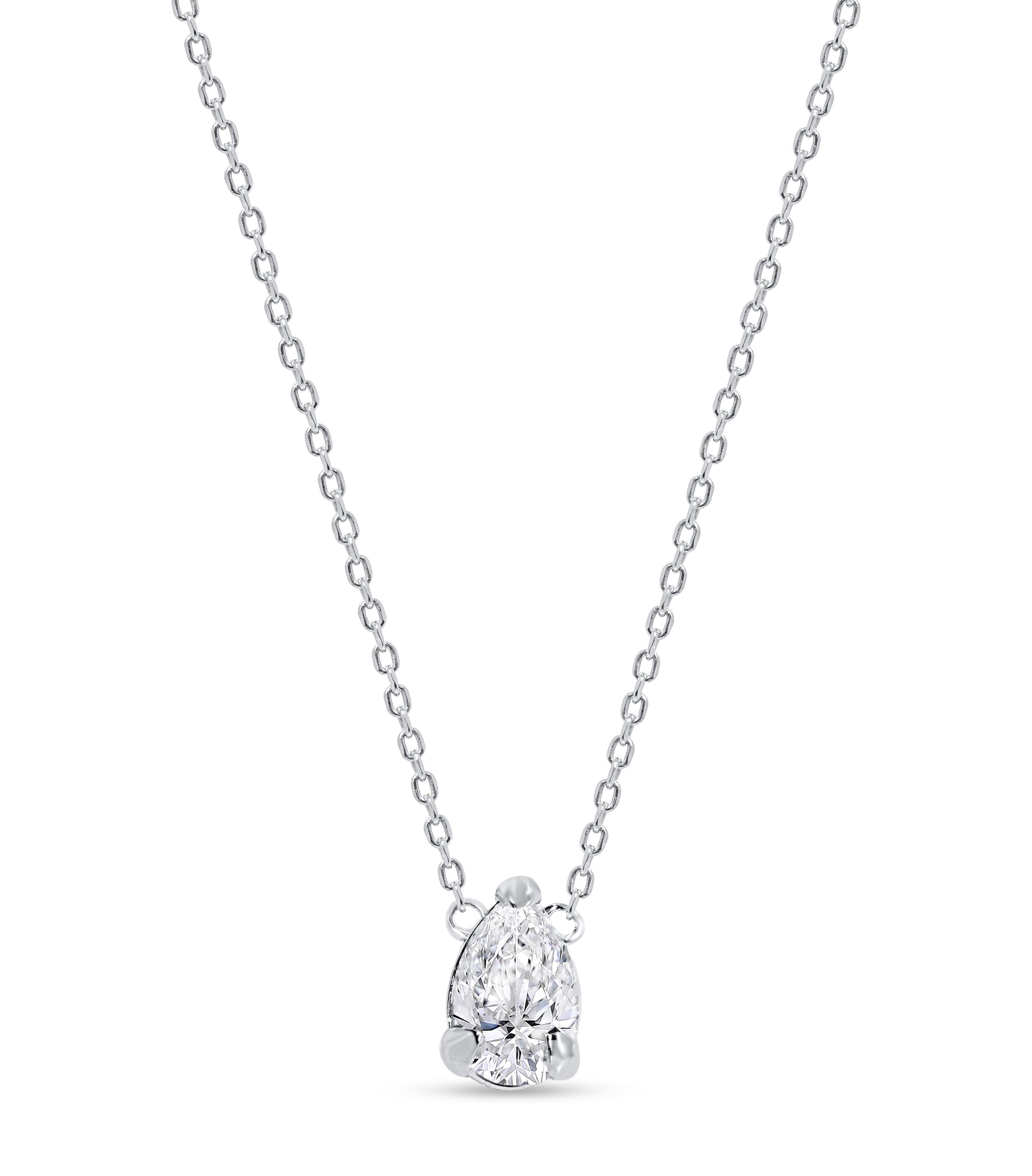 14K White Gold Pear Cut Diamond Pendant, 1.00 CT, fine jewellery by Luster d'Anvers, Antwerp