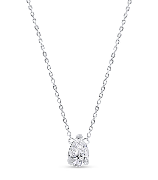 14K White Gold Pear Cut Diamond Pendant, 1.00 CT, fine jewellery by Luster d'Anvers, Antwerp