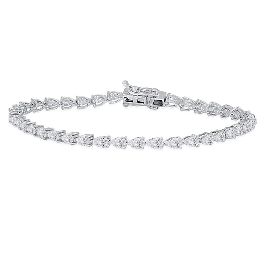 14k white gold pear lab grown diamond tennis bracelet 3.88 carat