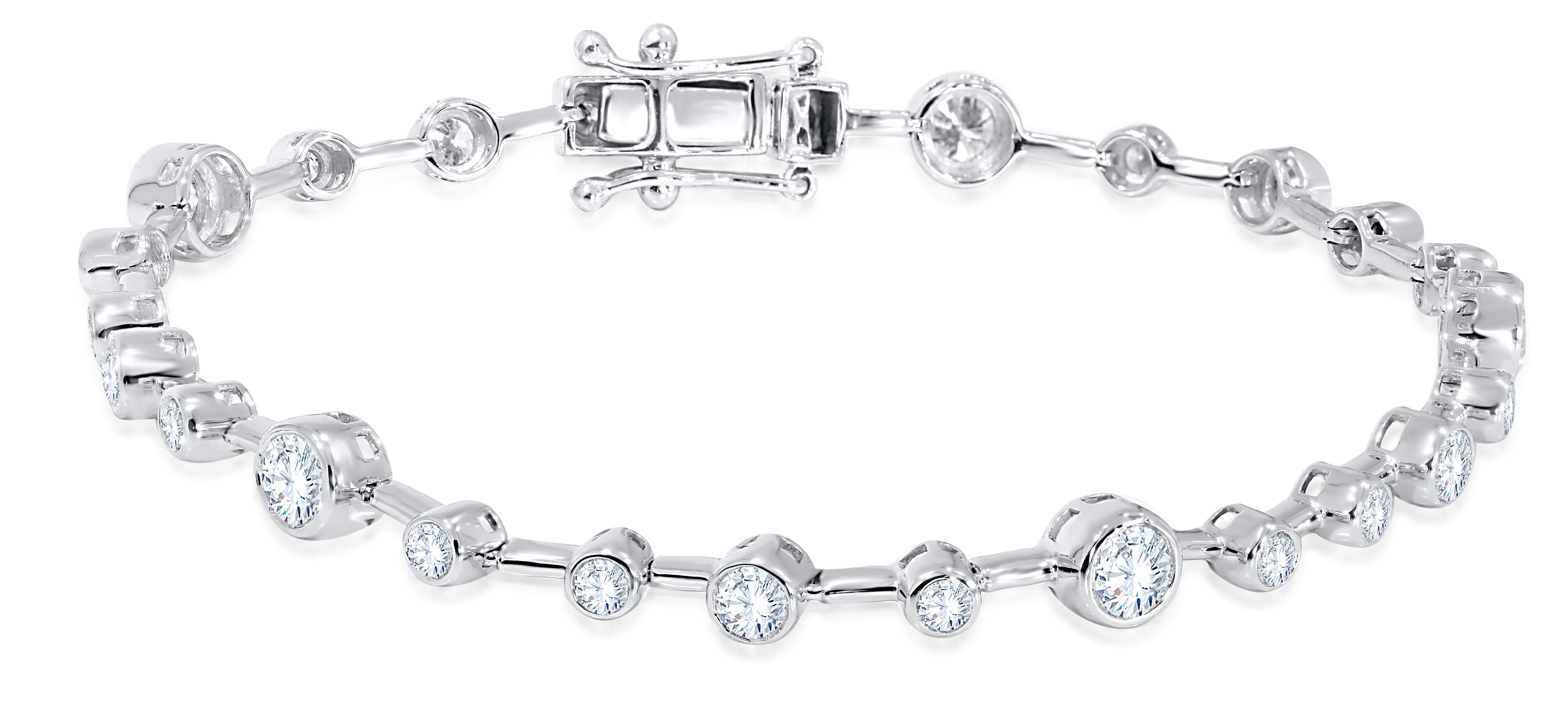 14K White Gold Round Cut Diamond Bracelet, 2.46 CT, fine jewellery by Luster d'Anvers, Antwerp