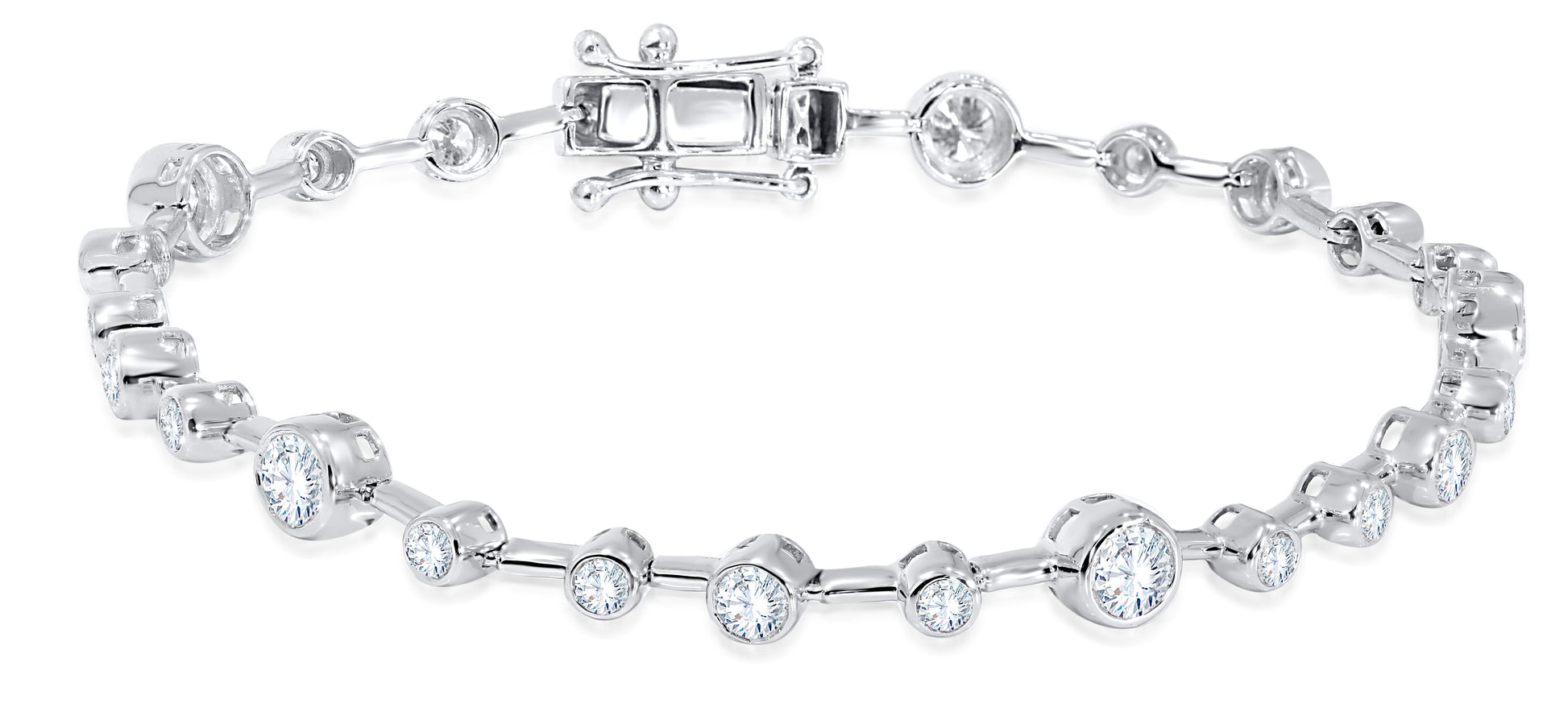 14K White Gold Round Cut Diamond Bracelet, 2.46 CT, fine jewellery by Luster d'Anvers, Antwerp