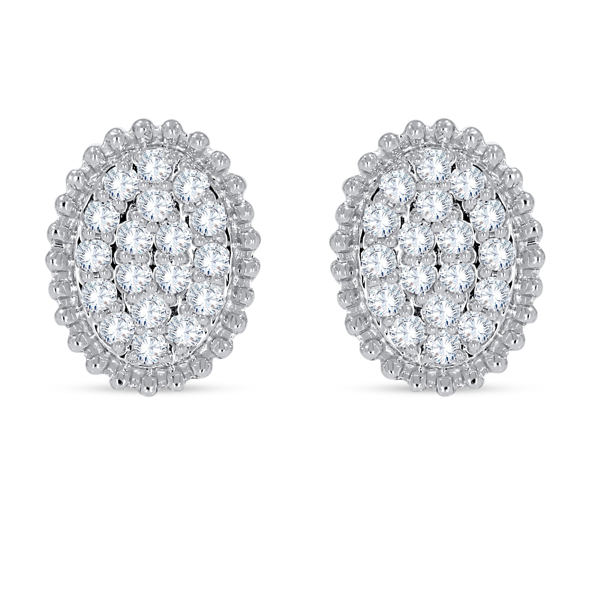 14K White Gold Round Cut Diamond Earring, 0.34 CT, fine jewellery by Luster d'Anvers, Antwerp