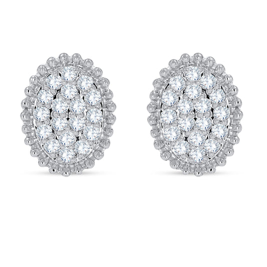 14K White Gold Round Cut Diamond Earring, 0.34 CT, fine jewellery by Luster d'Anvers, Antwerp