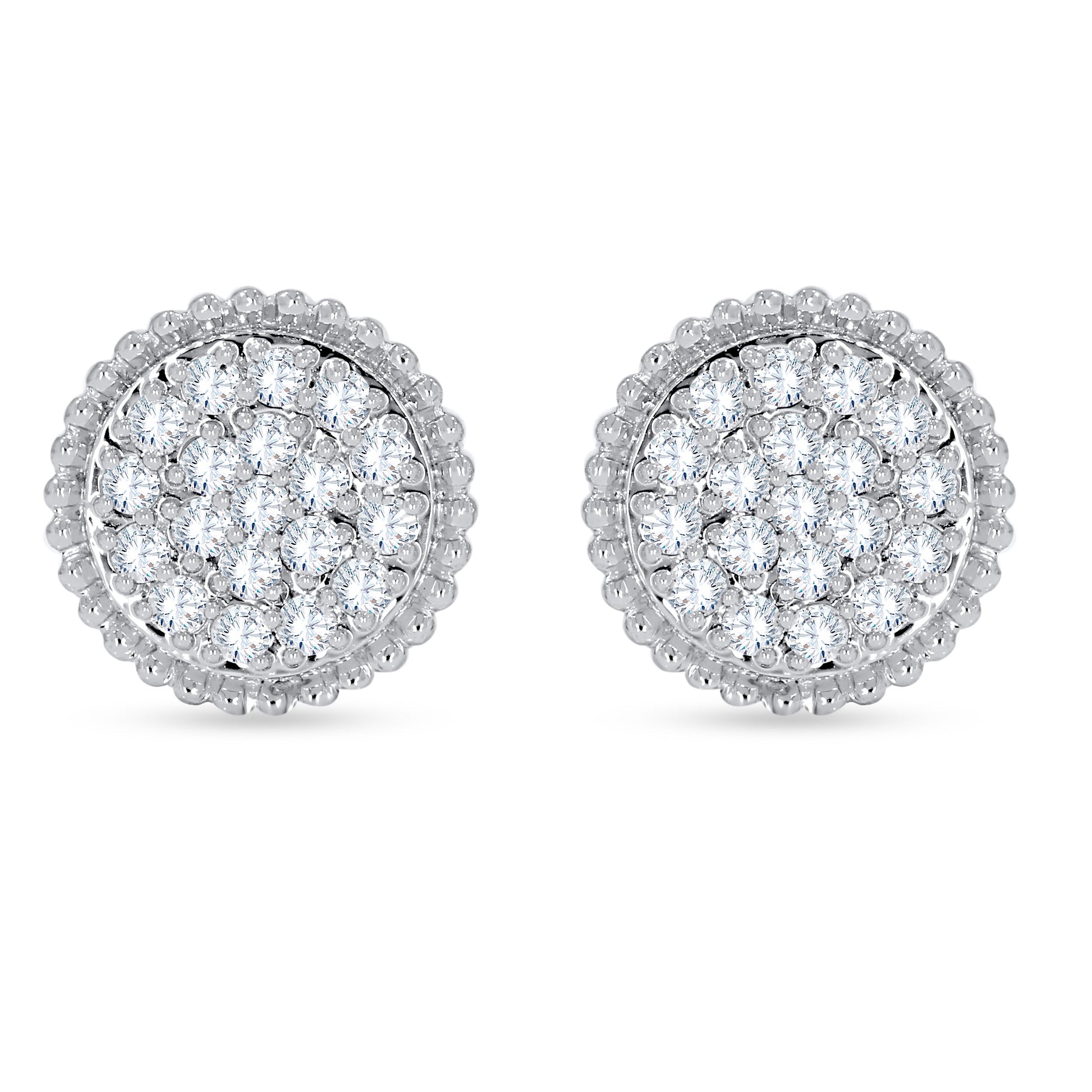 14K White Gold Round Cut Diamond Earring, 0.48 CT, fine jewellery by Luster d'Anvers, Antwerp