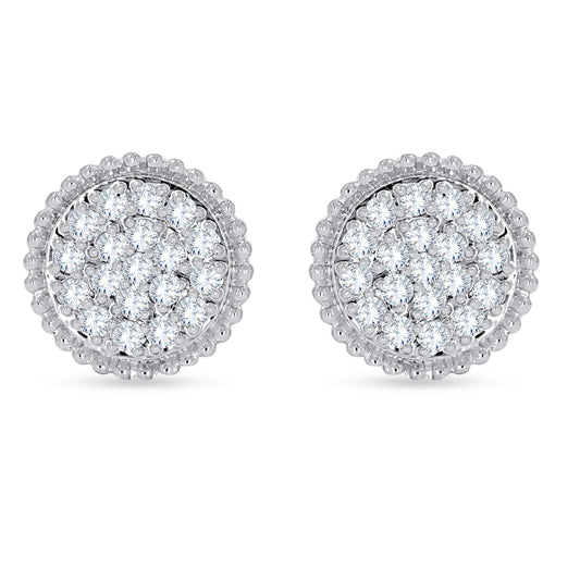14K White Gold Round Cut Diamond Earring, 0.48 CT, fine jewellery by Luster d'Anvers, Antwerp