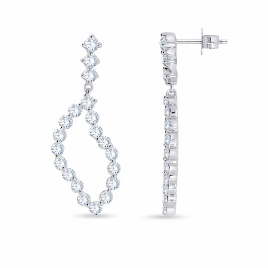 14K White Gold Round Cut Diamond Earring, 2.62 CT, fine jewellery by Luster d'Anvers, Antwerp