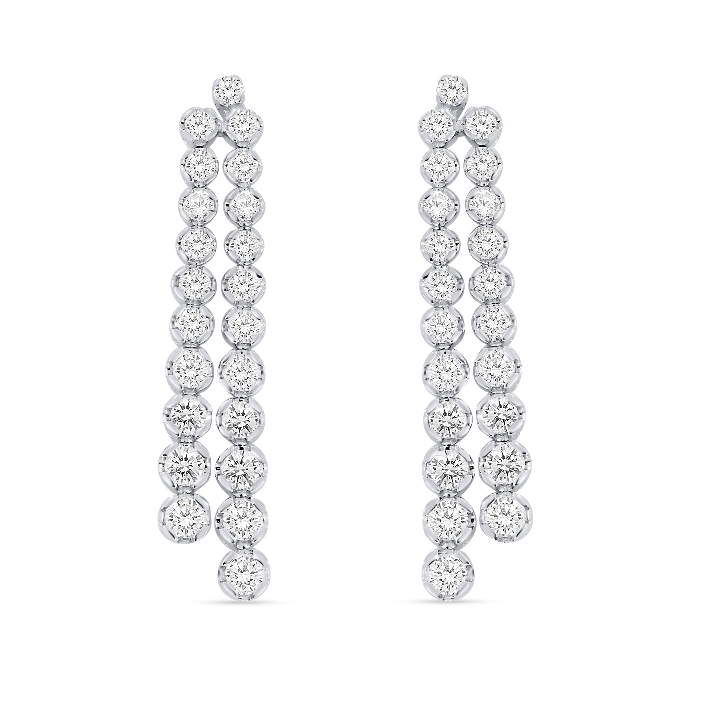 14K White Gold Round Cut Diamond Earring, 3.15 CT, fine jewellery by Luster d'Anvers, Antwerp