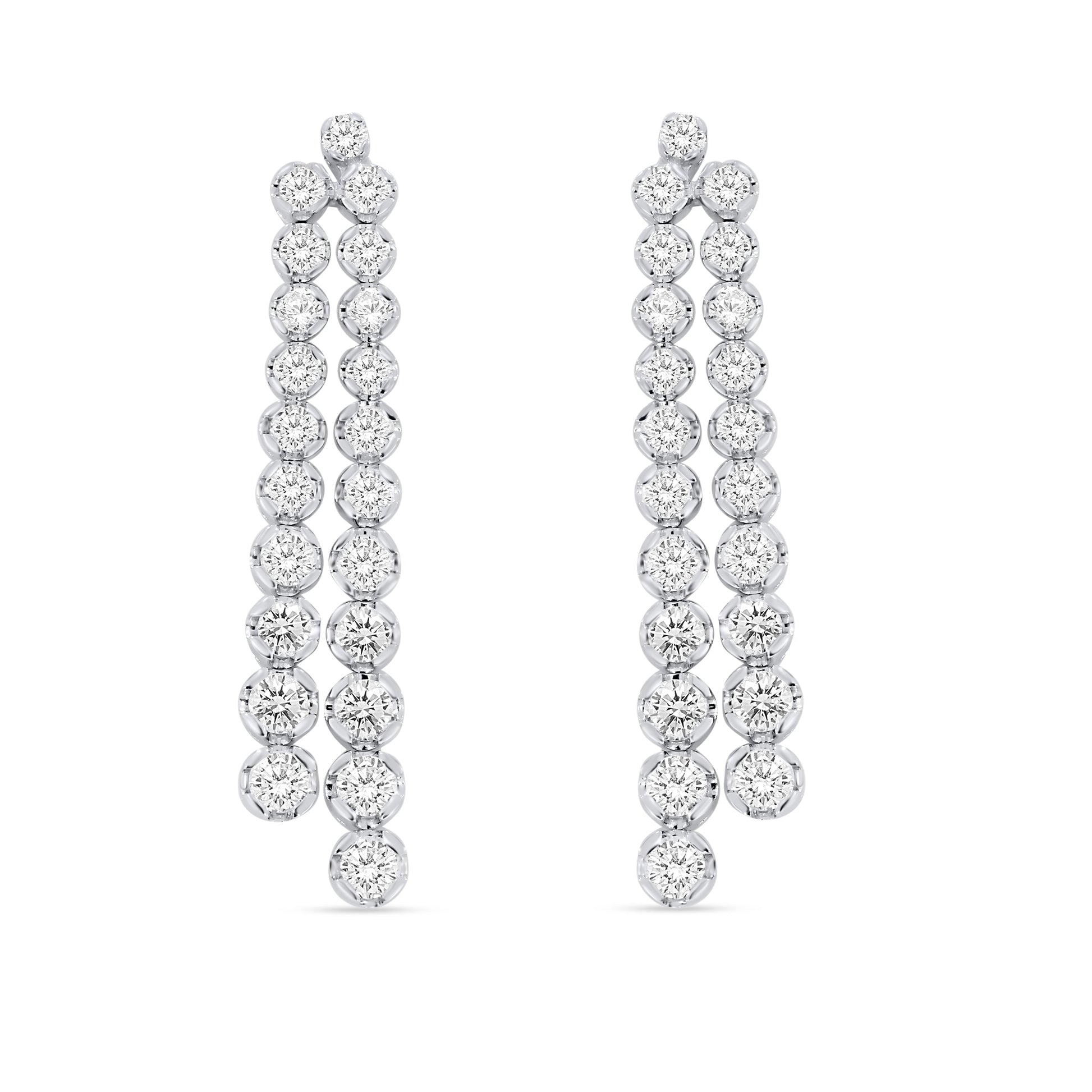 14K White Gold Round Cut Diamond Earring, 3.15 CT, fine jewellery by Luster d'Anvers, Antwerp
