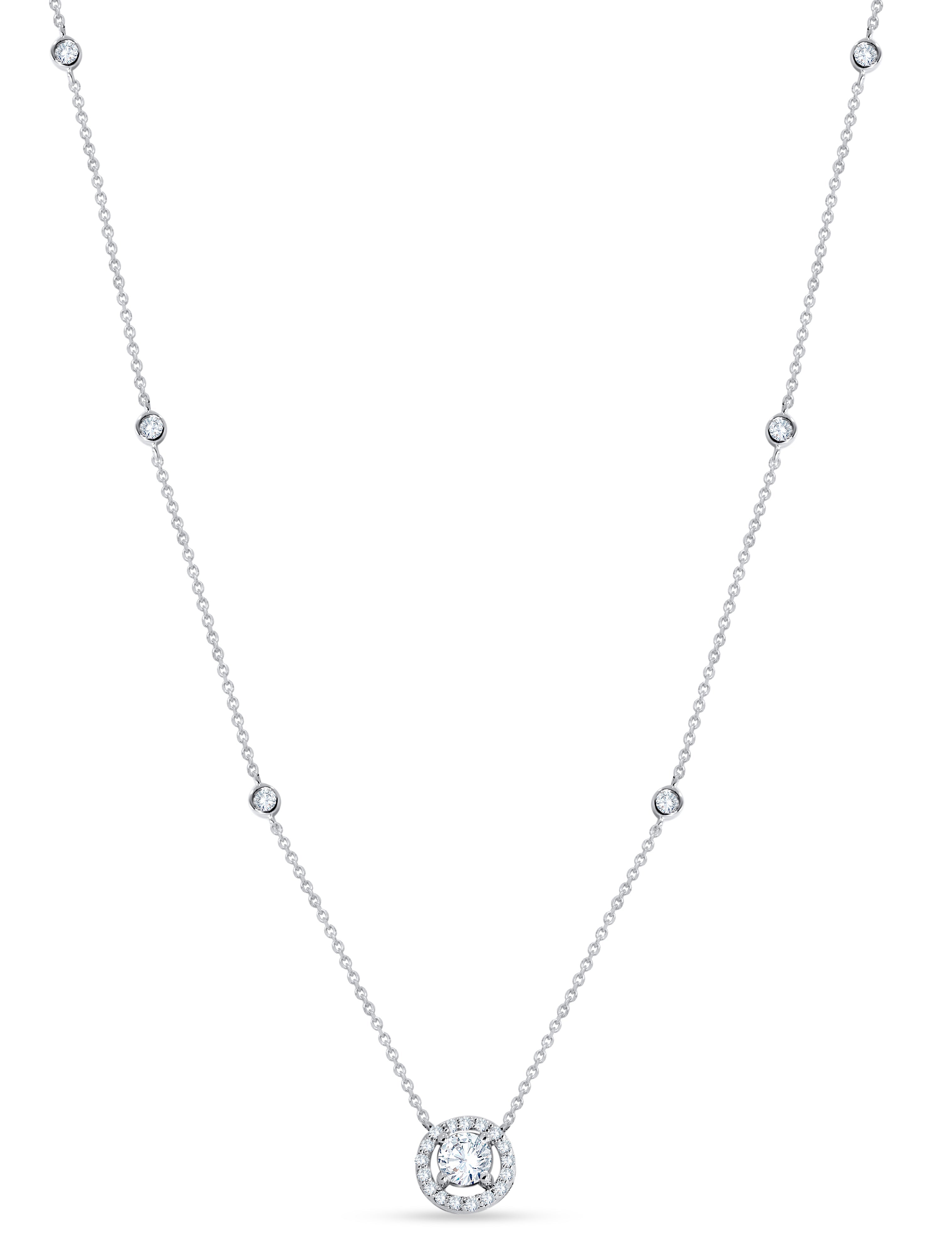 14K White Gold Round Cut Diamond Necklace, 0.88 CT, fine jewellery by Luster d'Anvers, Antwerp