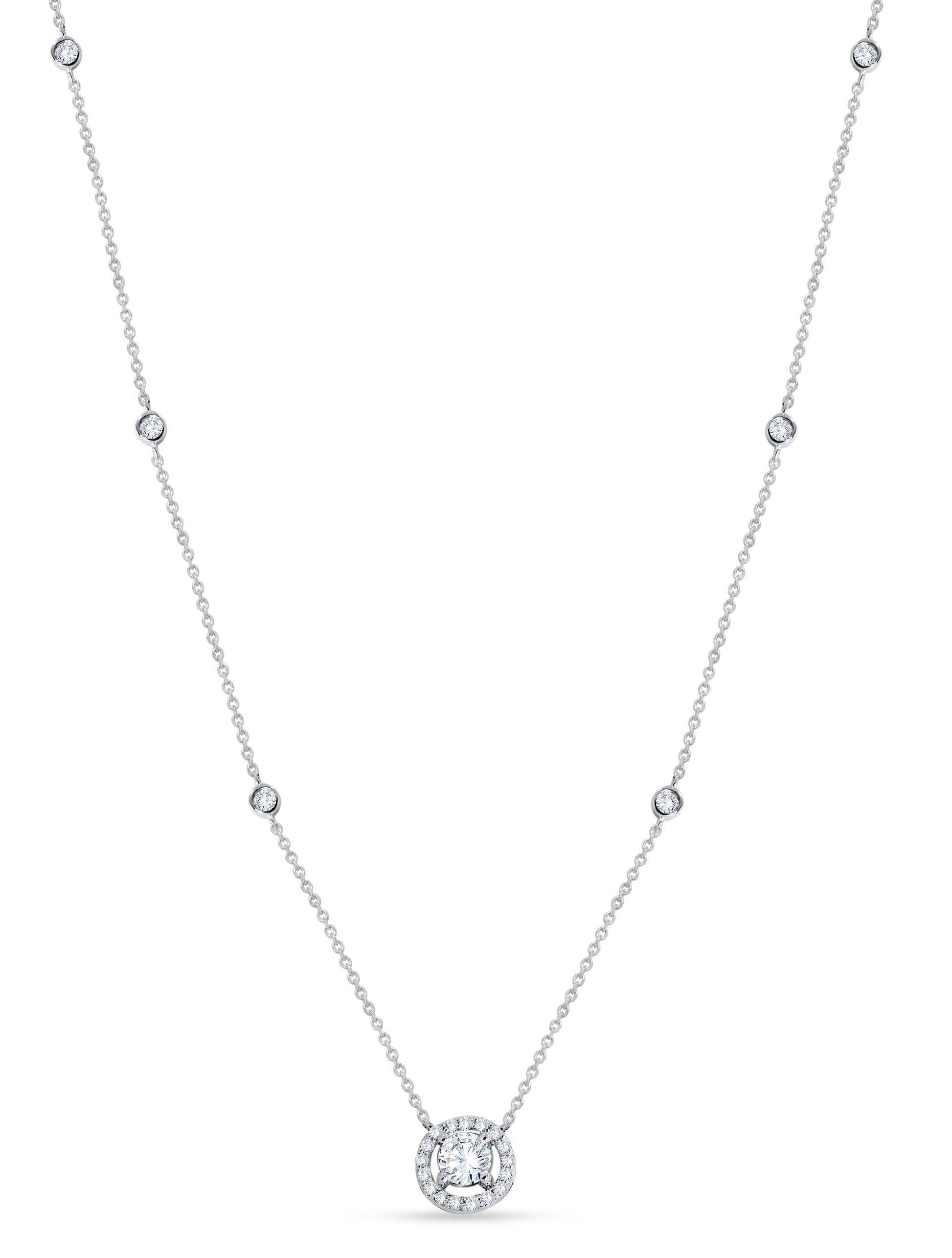 14K White Gold Round Cut Diamond Necklace, 0.88 CT, fine jewellery by Luster d'Anvers, Antwerp