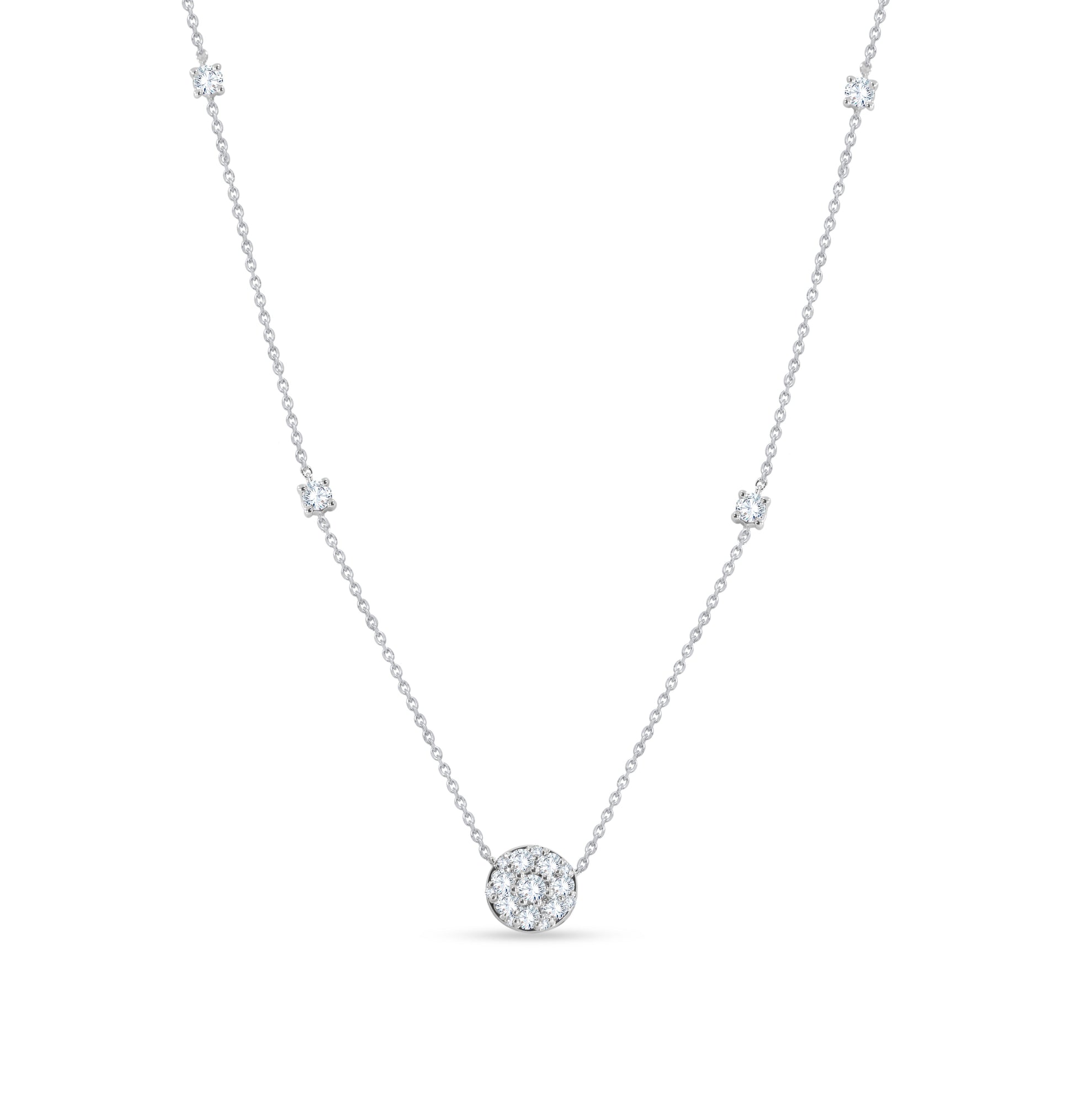 14K White Gold Round Cut Diamond Necklace, 1.20 CT, fine jewellery by Luster d'Anvers, Antwerp