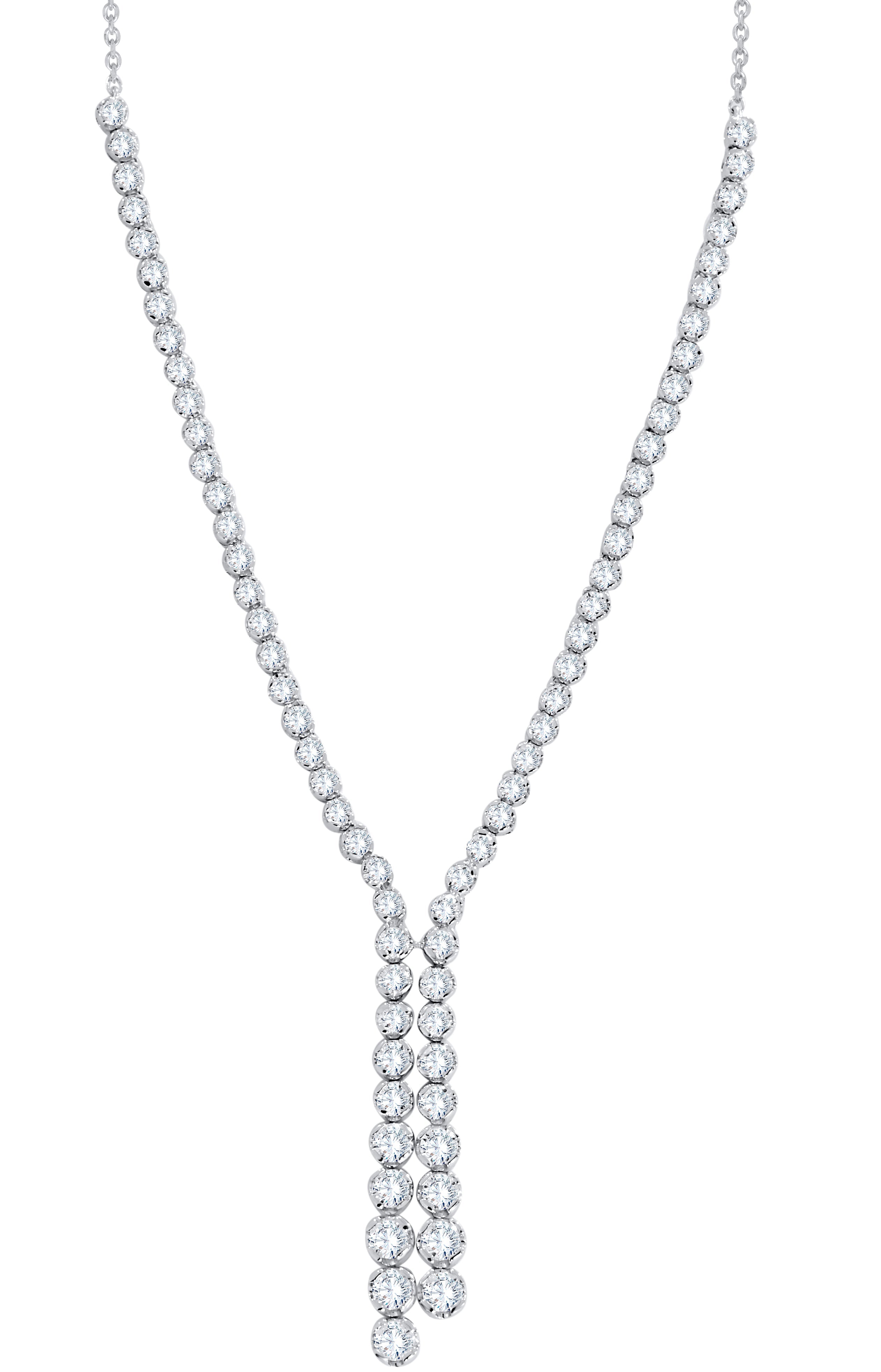 14K White Gold Round Cut Diamond Necklace, 3.29 CT, fine jewellery by Luster d'Anvers, Antwerp