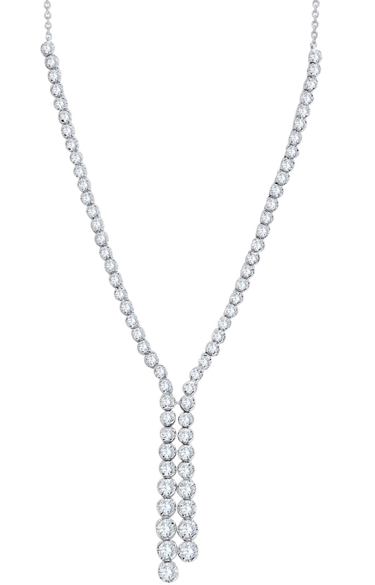 14K White Gold Round Cut Diamond Necklace, 3.29 CT, fine jewellery by Luster d'Anvers, Antwerp