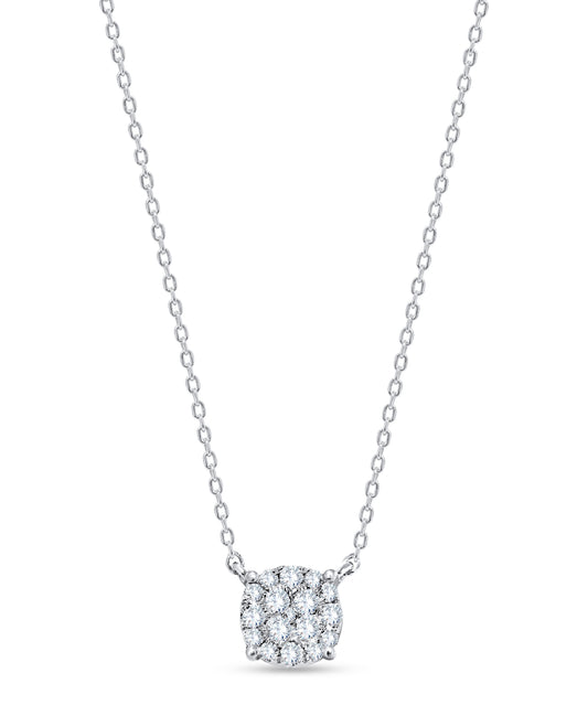 14K White Gold Round Cut Diamond Pendant, 0.30 CT, fine jewellery by Luster d'Anvers, Antwerp
