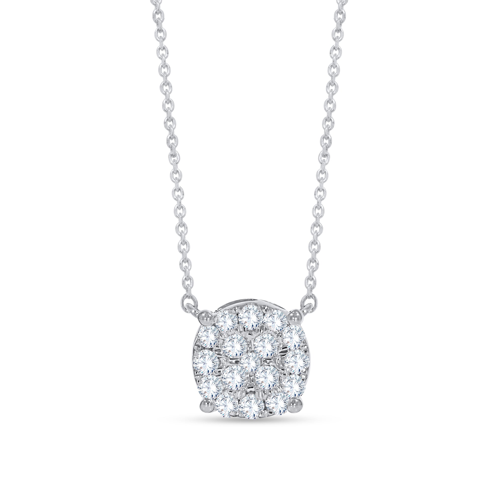 14K White Gold Round Cut Diamond Pendant, 0.48 CT, fine jewellery by Luster d'Anvers, Antwerp