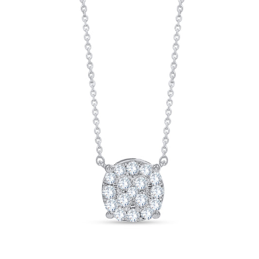 14K White Gold Round Cut Diamond Pendant, 0.48 CT, fine jewellery by Luster d'Anvers, Antwerp