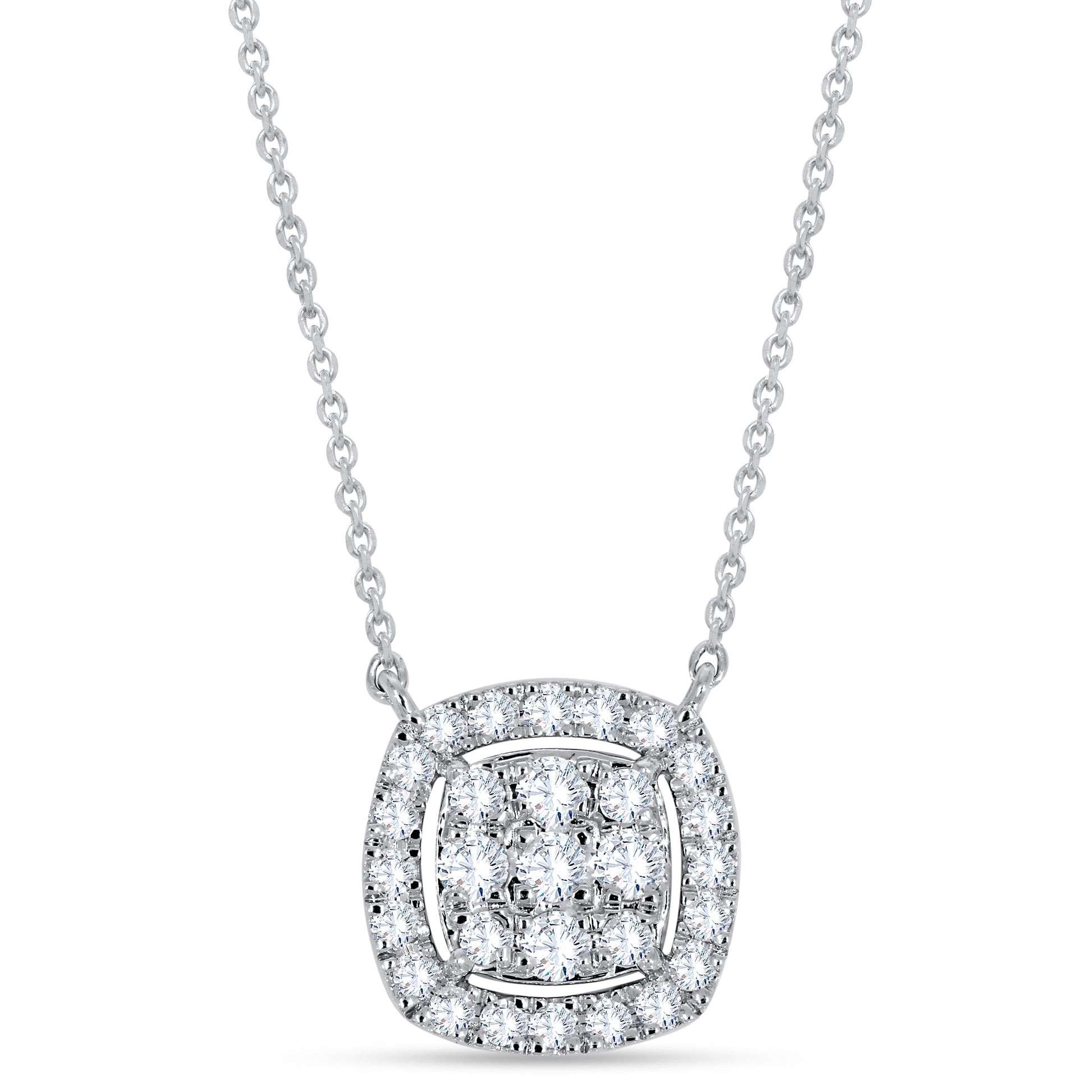 14K White Gold Round Cut Diamond Pendant, 0.59 CT, fine jewellery by Luster d'Anvers, Antwerp