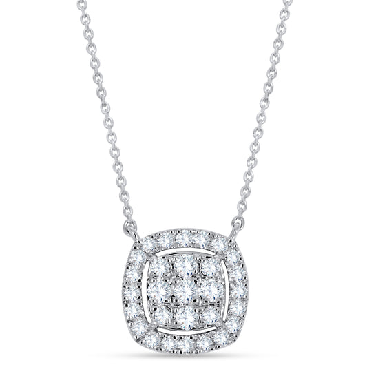 14K White Gold Round Cut Diamond Pendant, 0.59 CT, fine jewellery by Luster d'Anvers, Antwerp