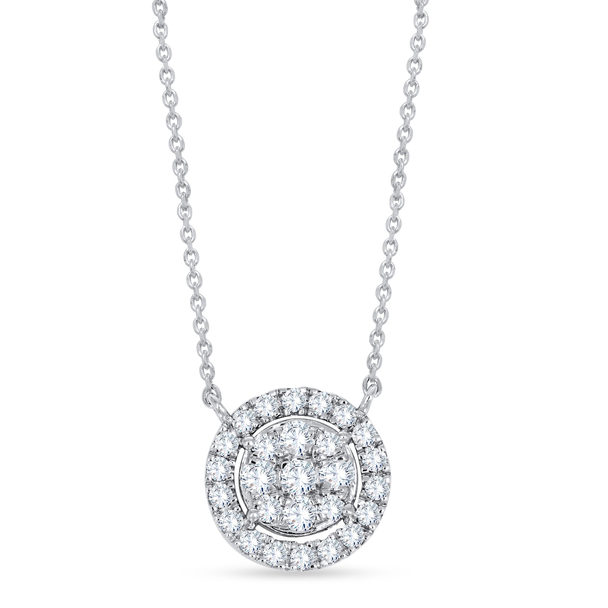 14K White Gold Round Cut Diamond Pendant, 0.61 CT, fine jewellery by Luster d'Anvers, Antwerp