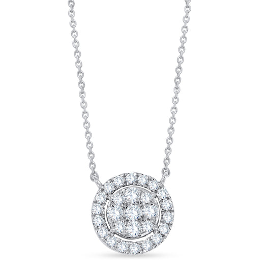 14K White Gold Round Cut Diamond Pendant, 0.61 CT, fine jewellery by Luster d'Anvers, Antwerp