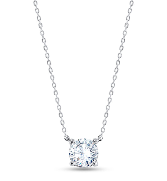 14K White Gold Round Cut Diamond Pendant, 1.50 CT, fine jewellery by Luster d'Anvers, Antwerp