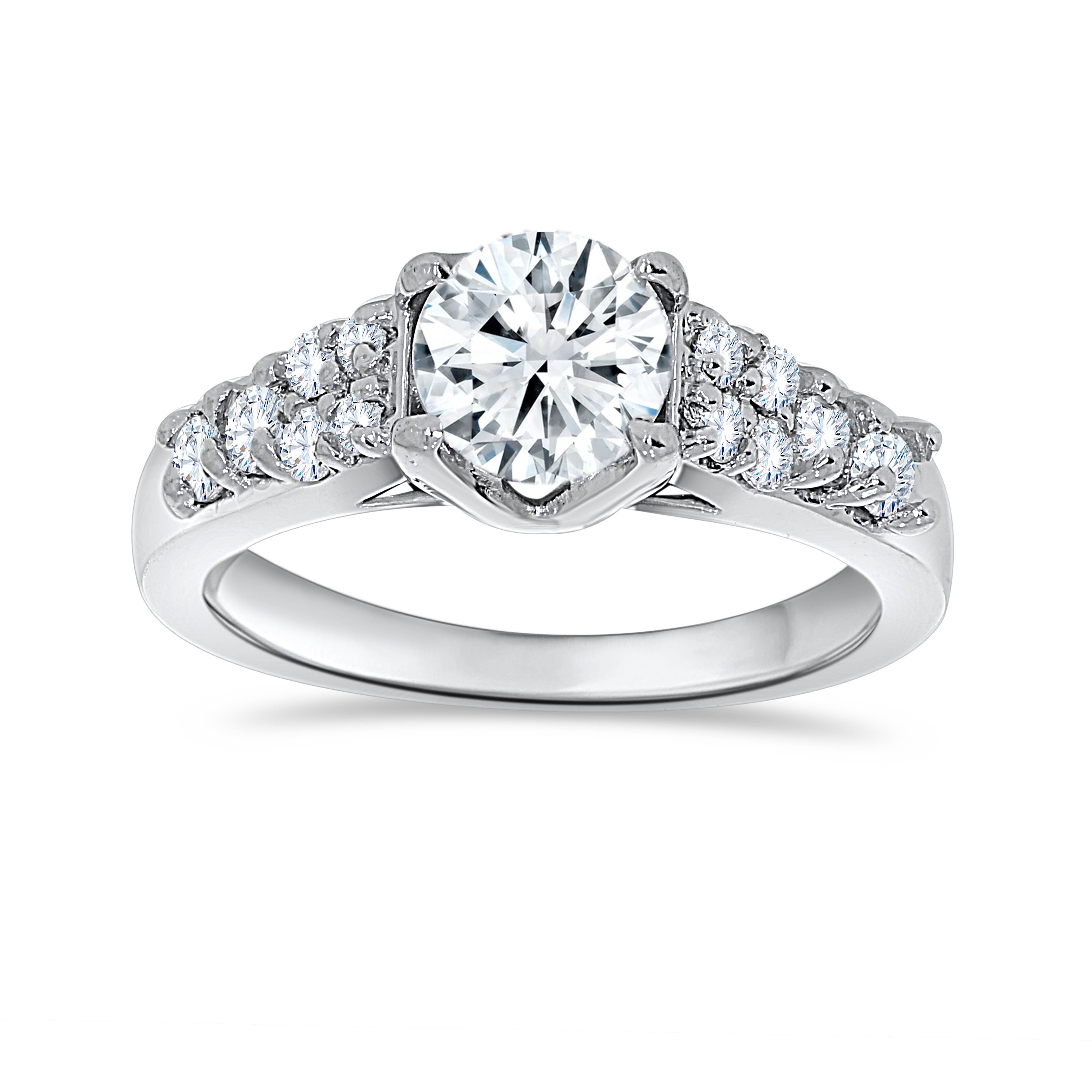 14K White Gold Round Cut Diamond Ring, 0.41 CT, fine jewellery by Luster d'Anvers, Antwerp