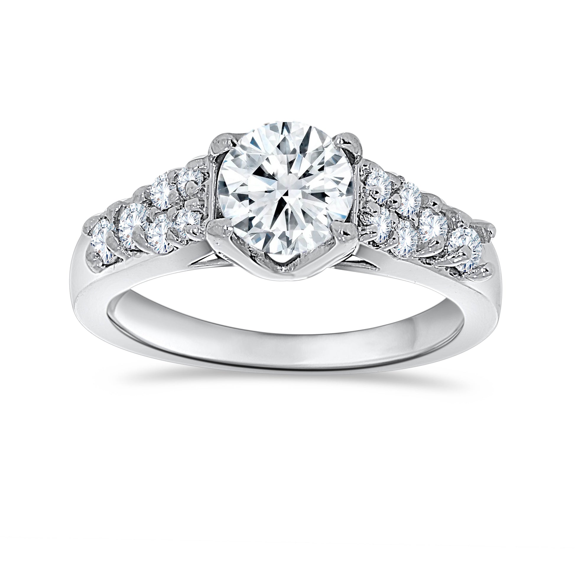 14K White Gold Round Cut Diamond Ring, 0.41 CT, fine jewellery by Luster d'Anvers, Antwerp