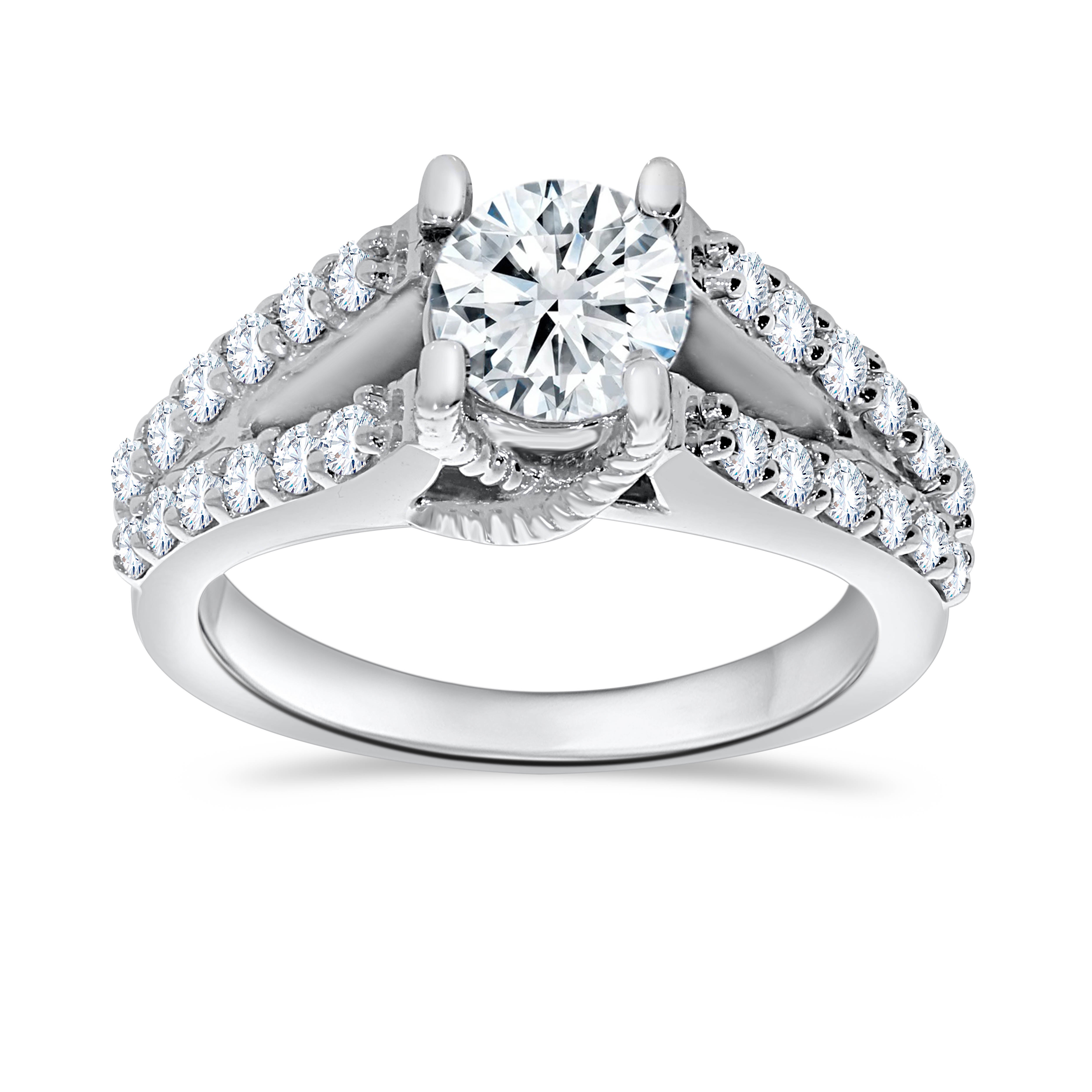 14K White Gold Round Cut Diamond Ring, 0.52 CT, fine jewellery by Luster d'Anvers, Antwerp