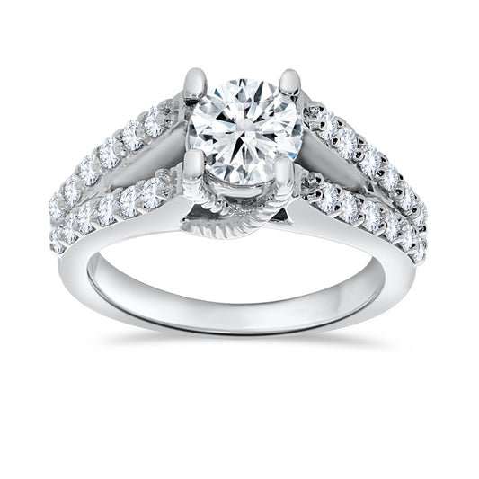 14K White Gold Round Cut Diamond Ring, 0.52 CT, fine jewellery by Luster d'Anvers, Antwerp
