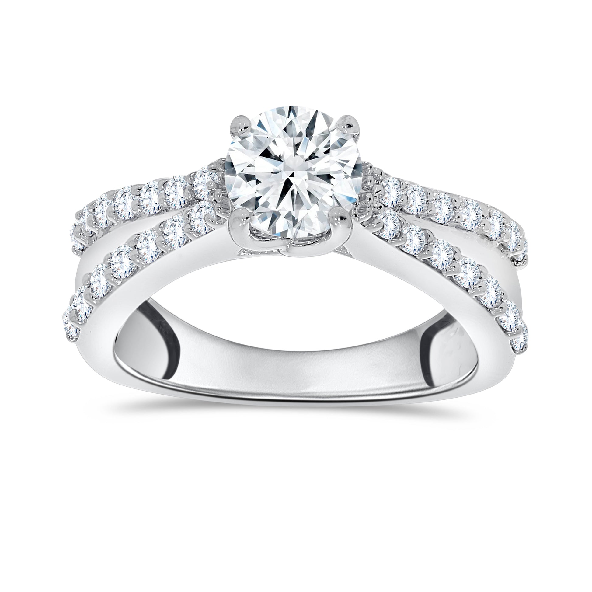 14K White Gold Round Cut Diamond Ring, 0.58 CT, fine jewellery by Luster d'Anvers, Antwerp