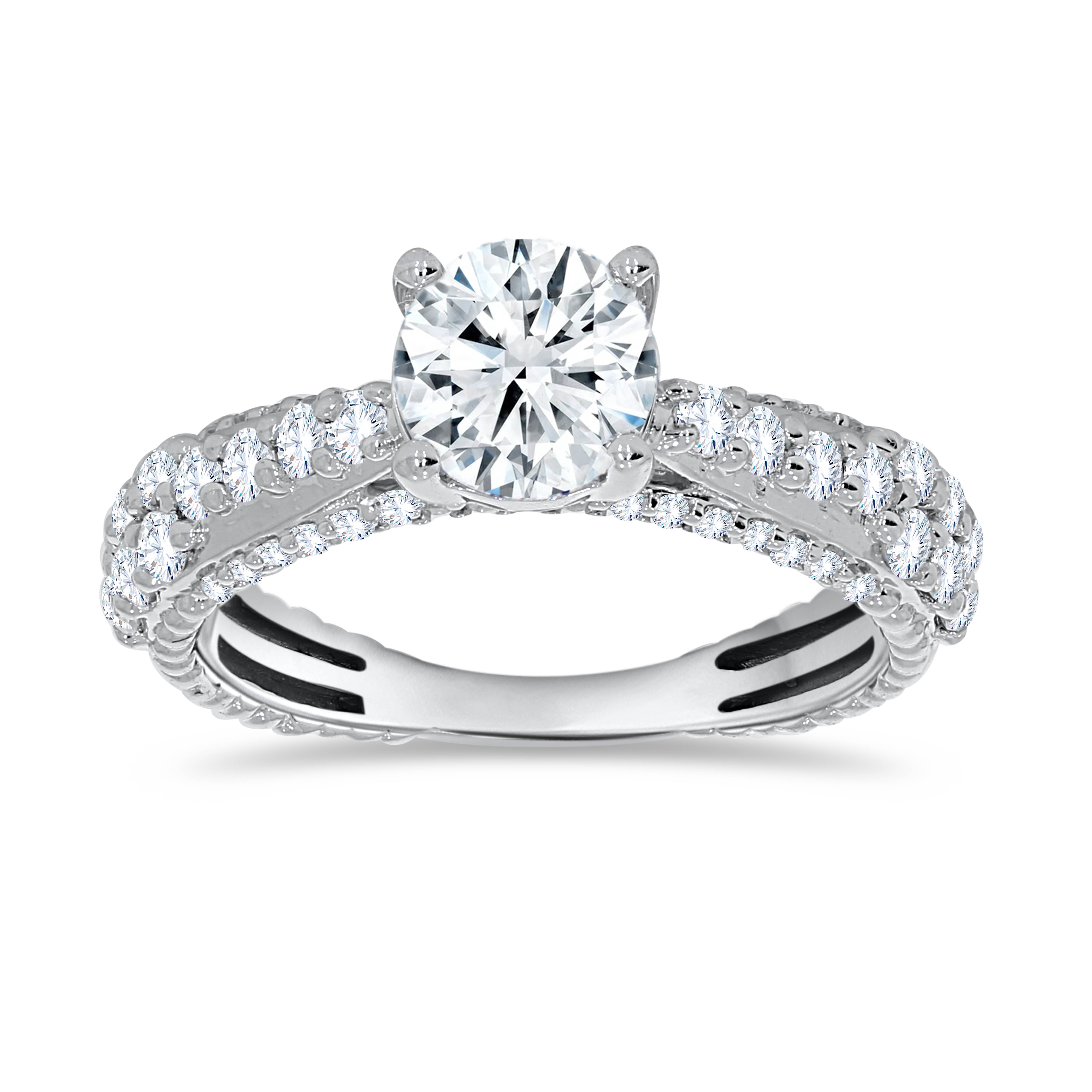 14K White Gold Round Cut Diamond Ring, 0.62 CT, fine jewellery by Luster d'Anvers, Antwerp