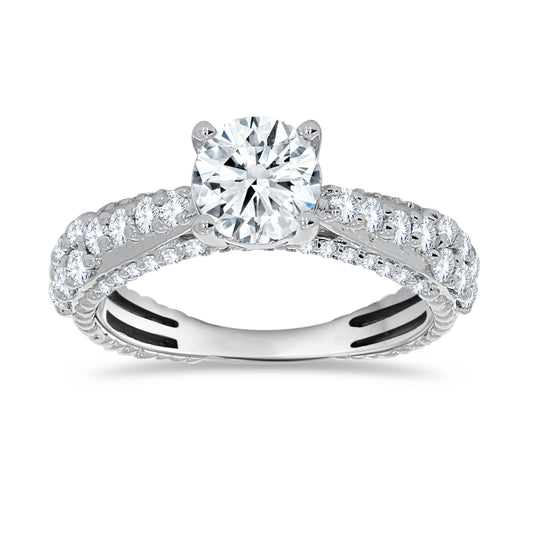 14K White Gold Round Cut Diamond Ring, 0.62 CT, fine jewellery by Luster d'Anvers, Antwerp