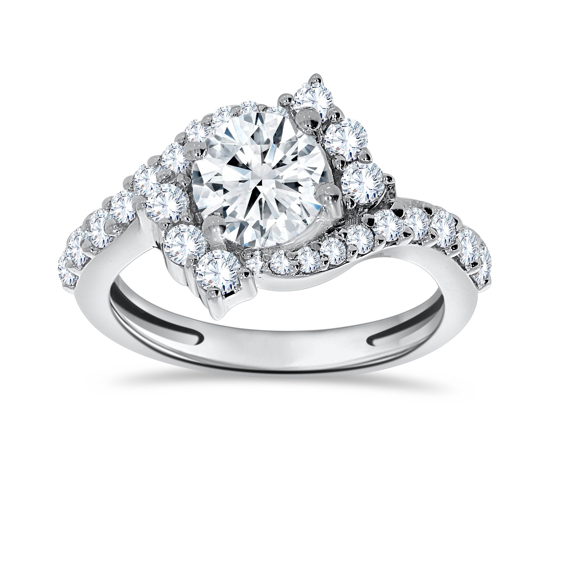 14K White Gold Round Cut Diamond Ring, 0.75 CT, fine jewellery by Luster d'Anvers, Antwerp